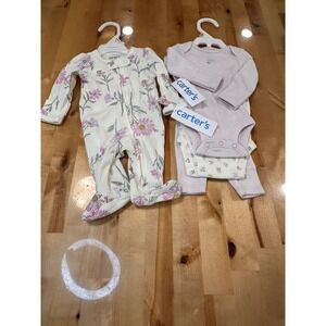 Carter's Baby Girls Preemie Lot Pink Floral Koala Sleep Play Bodysuit Pants NEW